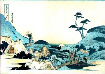paisaje con dos halconeros Katsushika Hokusai Ukiyoe Pinturas al óleo